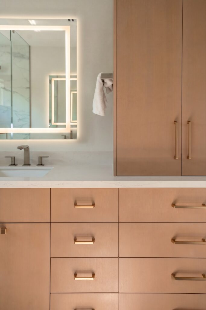 6_Bathroom_Shot_2_F Miami Shores Residence bathroom vanity with brushed-nickel fixtures — Duoma Atelier